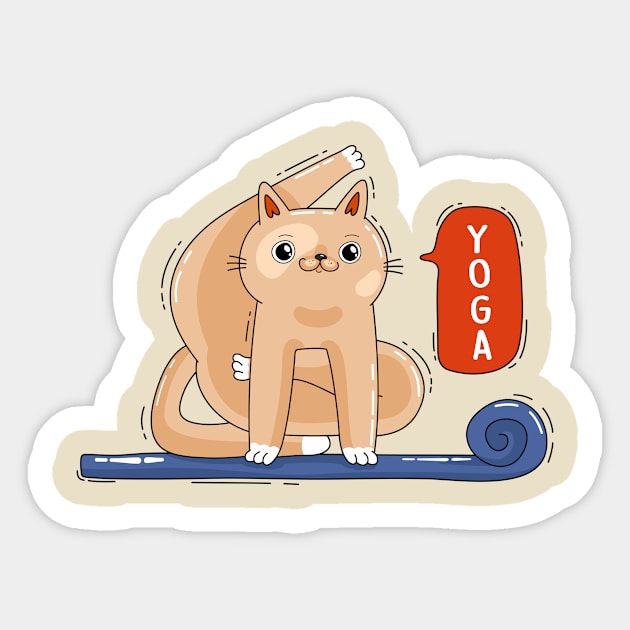 Cat and yoga Sticker by My Happy-Design